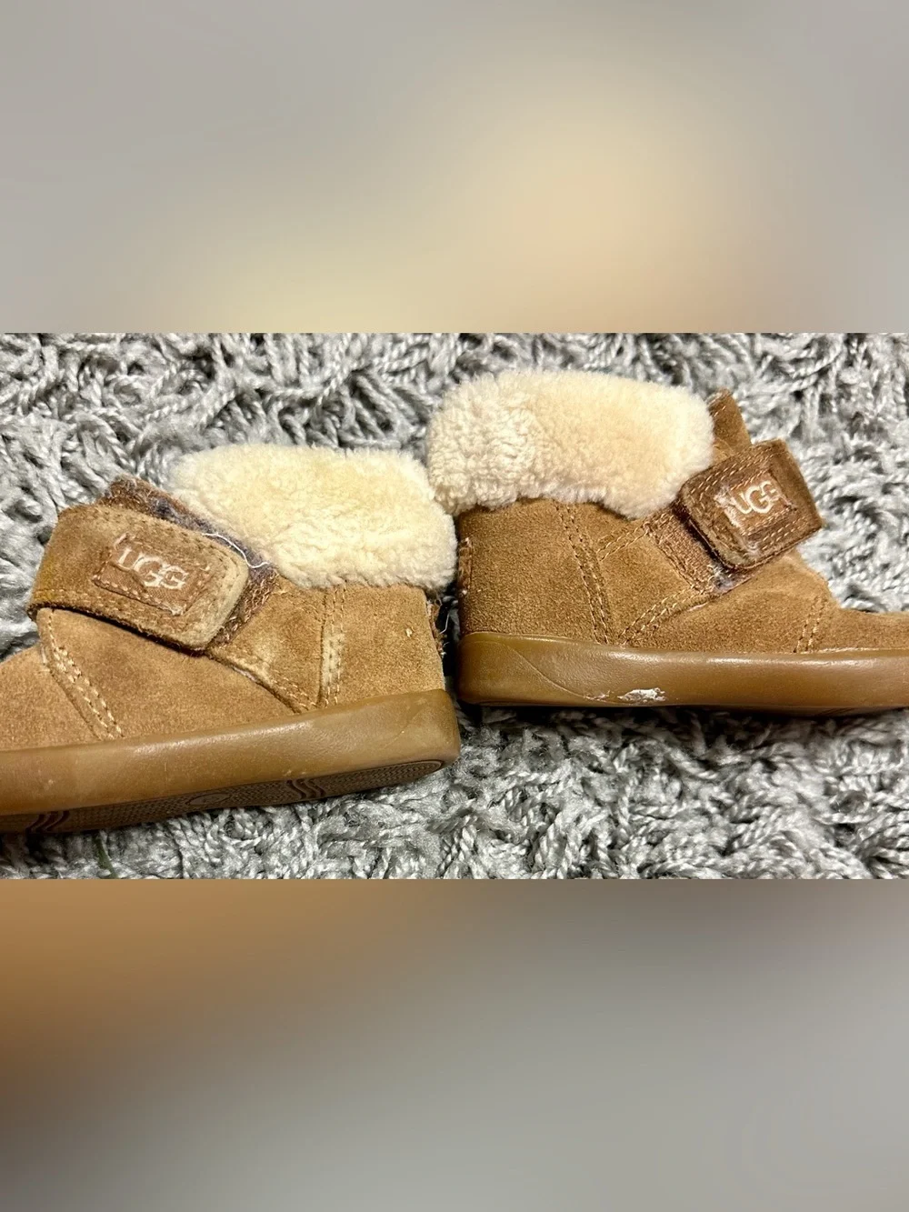 UGG Kids Chestnut Brown Suede Shearling Booties